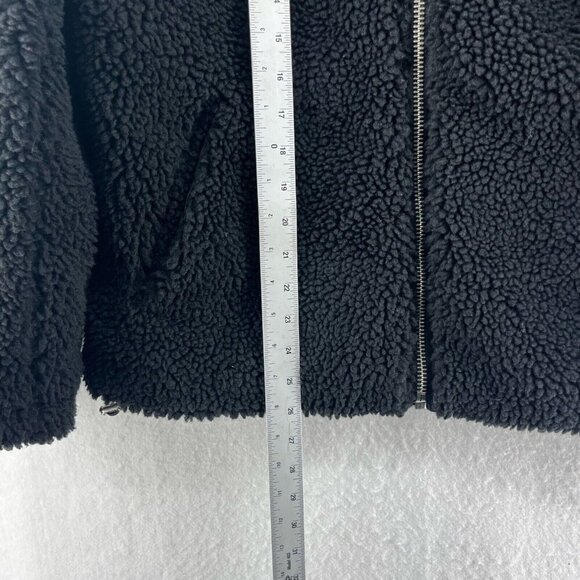 H&M LOGG Jacket Womens S Black Sherpa Fleece Lined Relaxed Fit Furry Casual - Picture 4 of 13
